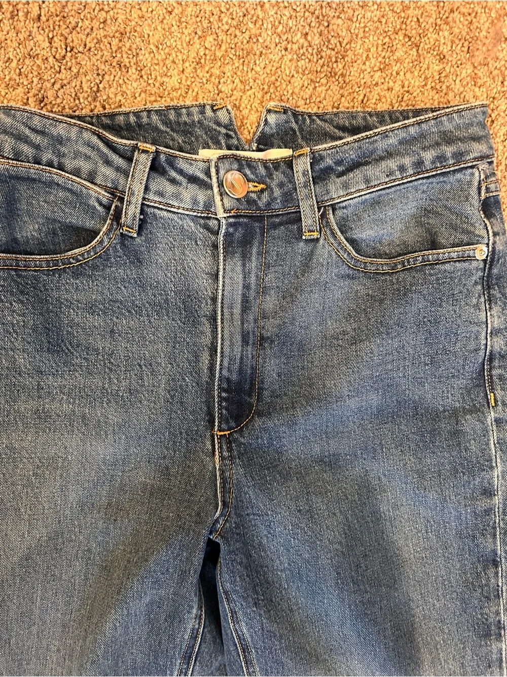 NWOT SPRWMN Micro Flare Jeans. Made in USA. SZ 27. Luxury. Designer. Medium wash